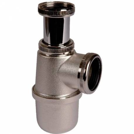 siphon de lavabo en laiton nickelé mat réglable en hauteur de marque Valentin