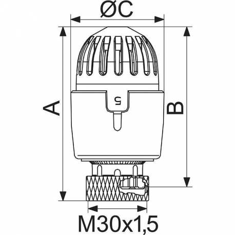 tête de robinet radiateur thermostatique filetage M30