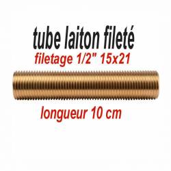 tube en laiton massif longueur de 10 cm filetage 1/2" 15x21