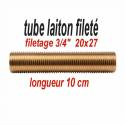 tube en laiton massif longueur de 10 cm filetage 3/4" 20x27