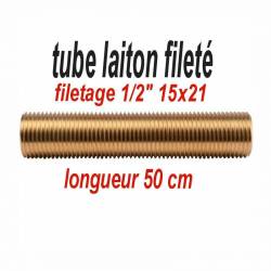 tube en laiton longueur de 50 cm  filetage 1/2" 15x21