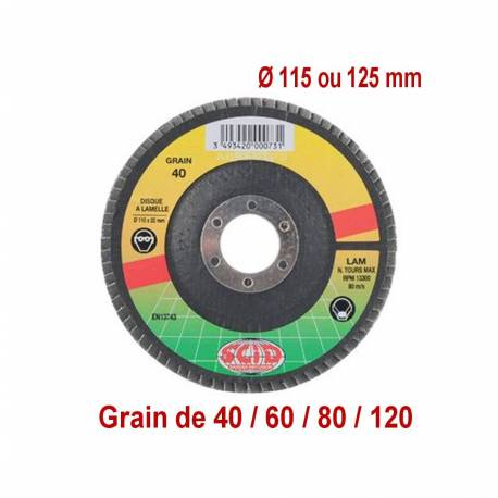 Disque à lamelles zirconium Ø 115 ou Ø 125 mm différents grains disponibles